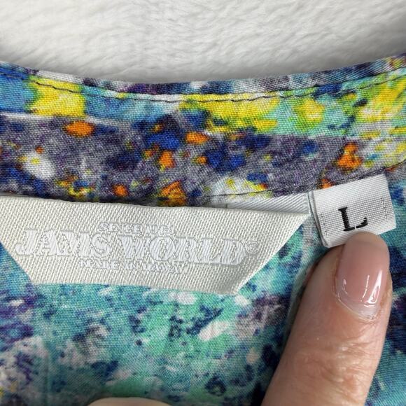 Jams World L Large Dress Bluestone Shirt Dress Sleeveless Knee Length V-Neck - Picture 4 of 11